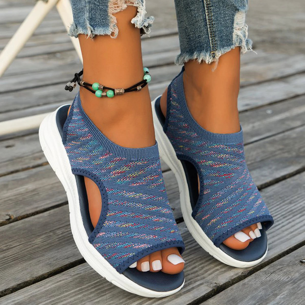 Low Heel Wedge Sandals with Arch Support