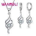 925 Sterling Silver Pendant Necklace & Hoop Earring Set