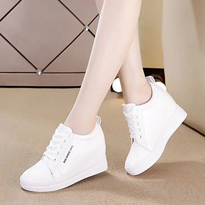 Casual Platform Wedge Sneakers – Black & White