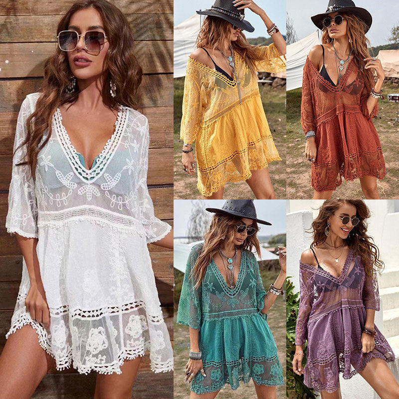 Cotton Beach Blouse & Mini Skirt Swimsuit Cover-Up