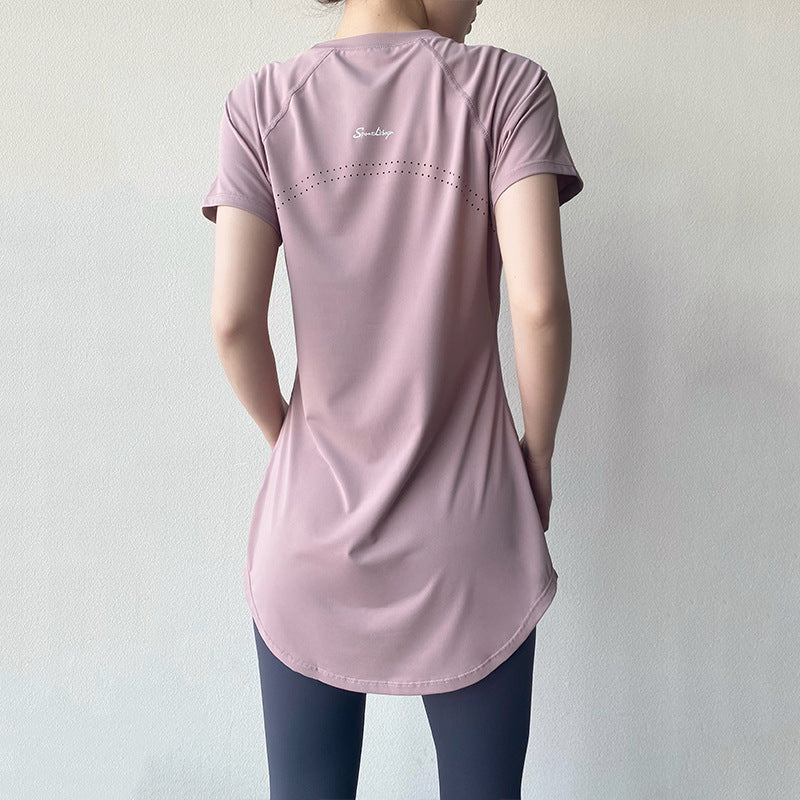 Yoga Quick-Dry Mid-Length Sports T-Shirt for Women
