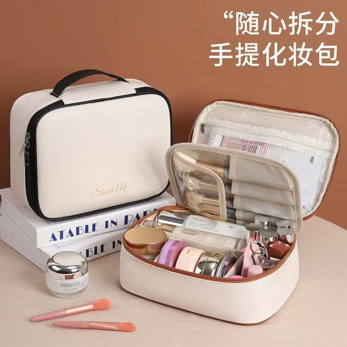 Partitioned PU Makeup Brush & Cosmetic Storage Bag