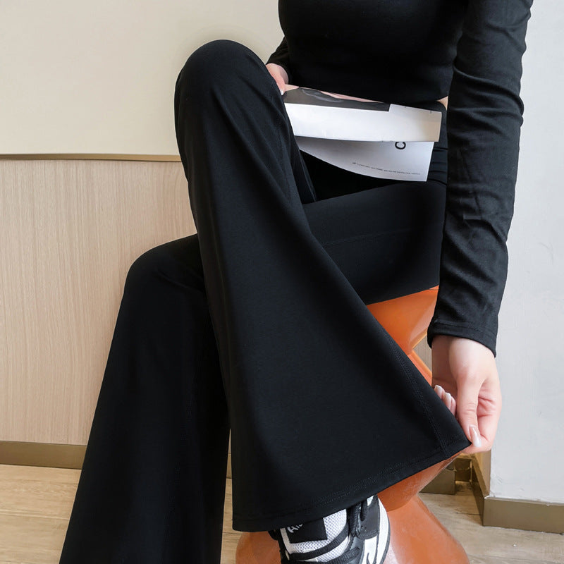 High-Waist Flared Shark Pants – Black