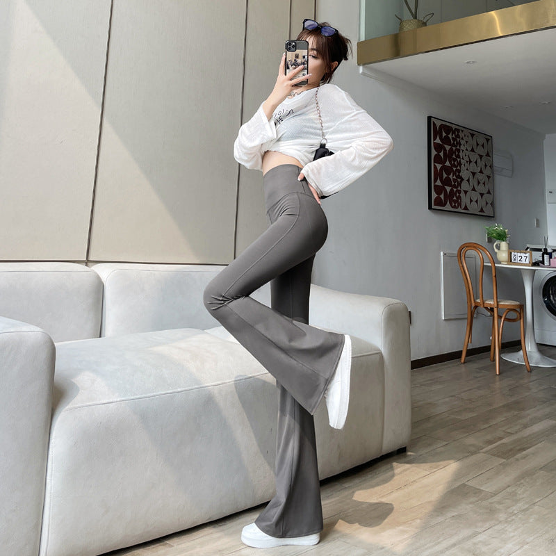 High-Waist Flared Shark Pants – Black
