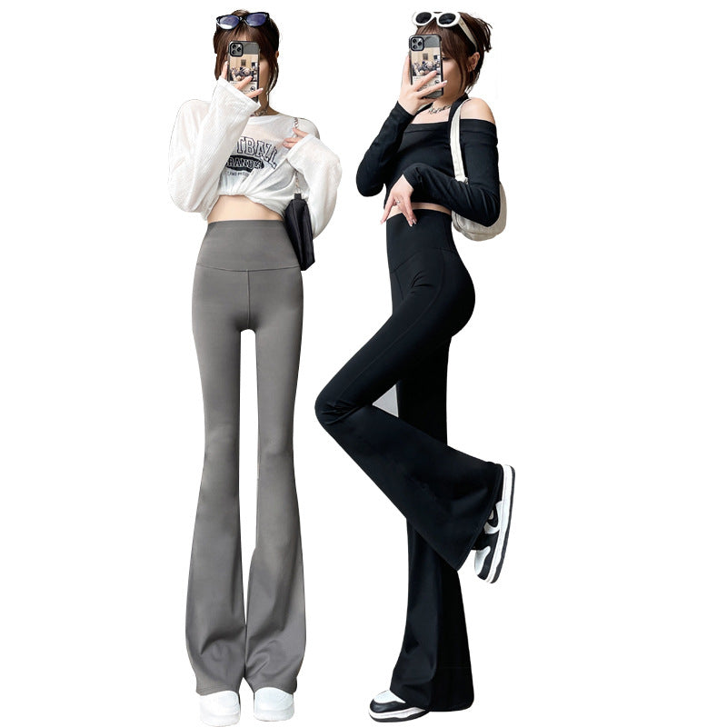 High-Waist Flared Shark Pants – Black