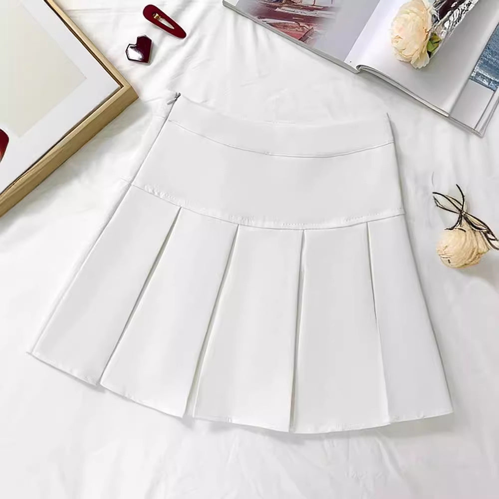 Grey Pleated A-Line Midi Skirt – High Waist