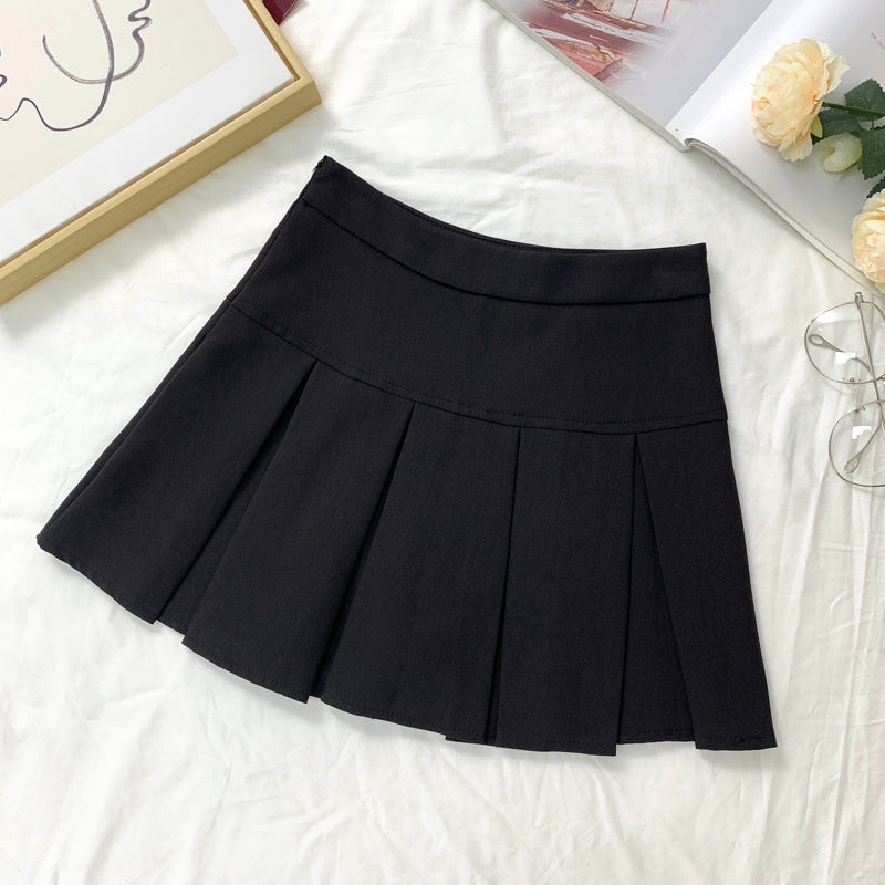Grey Pleated A-Line Midi Skirt – High Waist