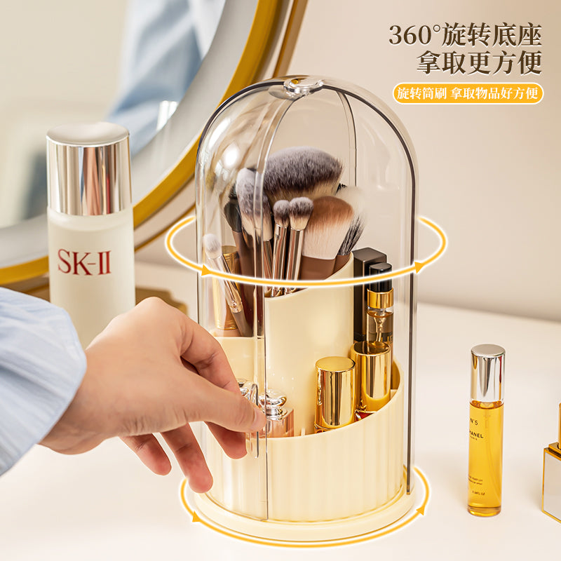 Rotating Dustproof Cosmetic Brush & Lipstick Storage Cylinder
