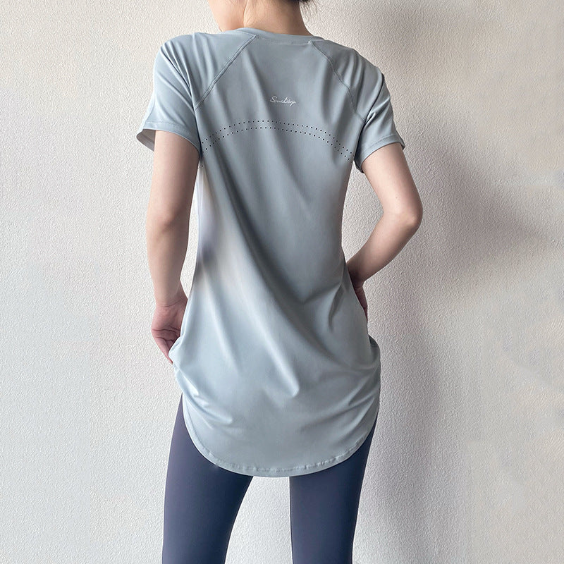 Yoga Quick-Dry Mid-Length Sports T-Shirt for Women