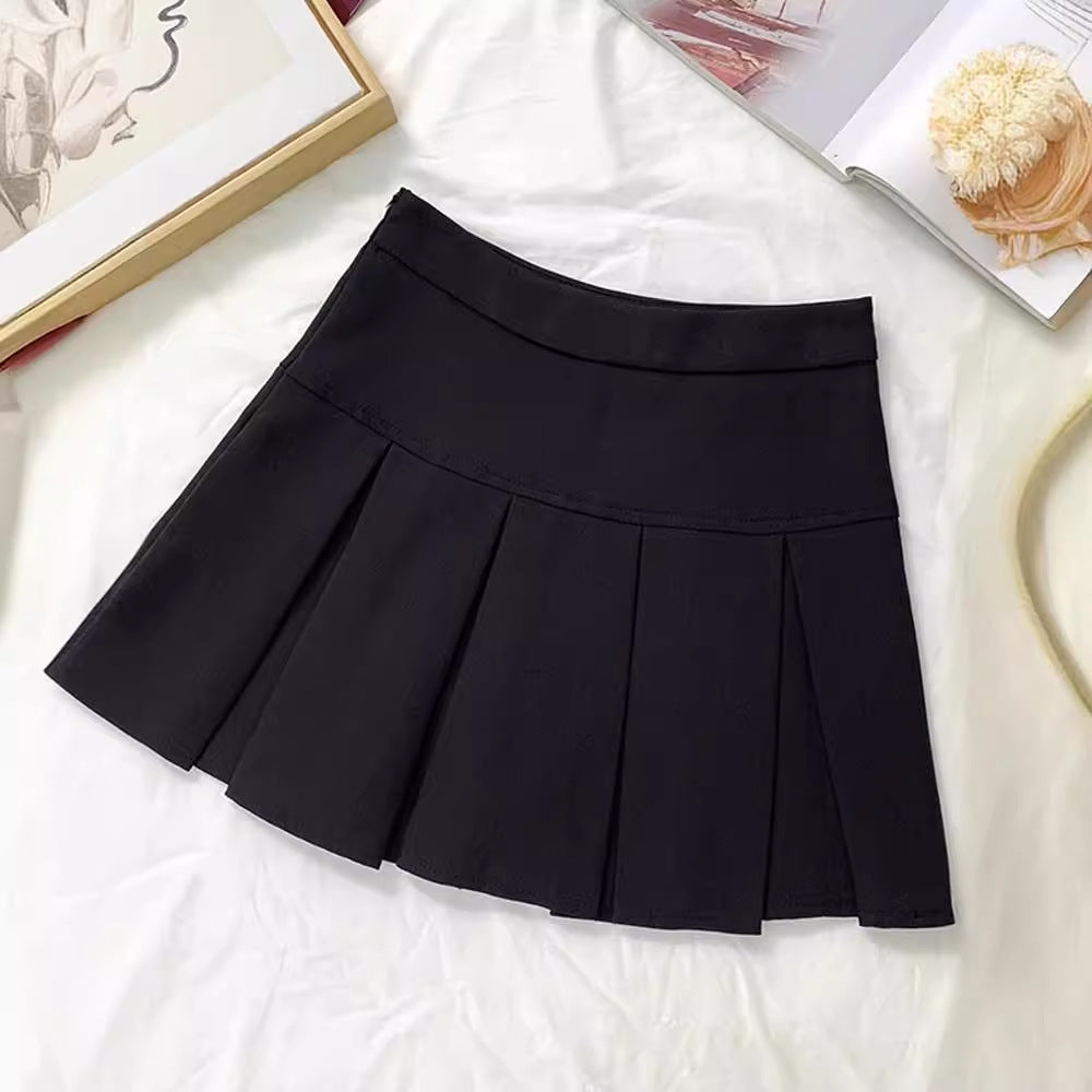 Grey Pleated A-Line Midi Skirt – High Waist