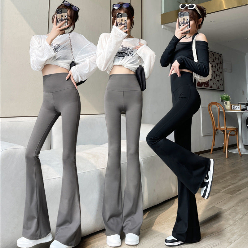 High-Waist Flared Shark Pants – Black
