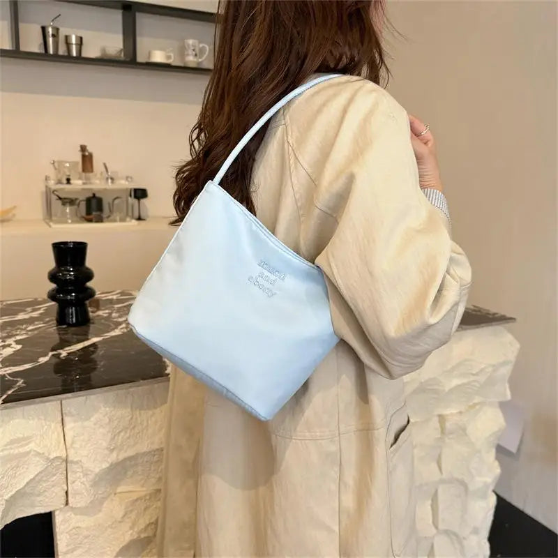 Waterproof Embroidered Letter Tote Bag – Large Capacity