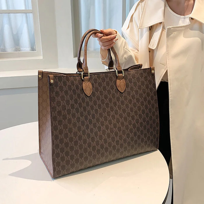 Retro PU Leather Letter Shoulder Commuter Handbag