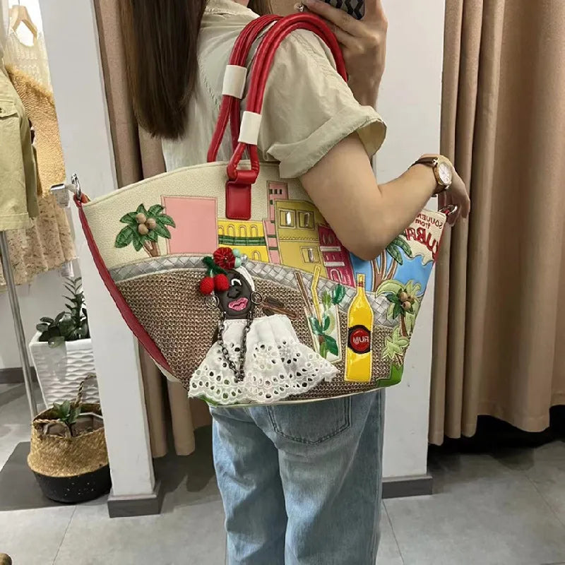 Large Canvas Tote Shoulder Bag for Women