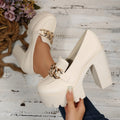 Chunky High Heel Platform Pumps for Women