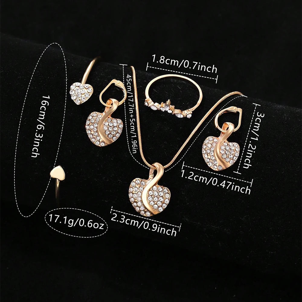 Women's Quartz Watch & Rhinestone Jewelry Set