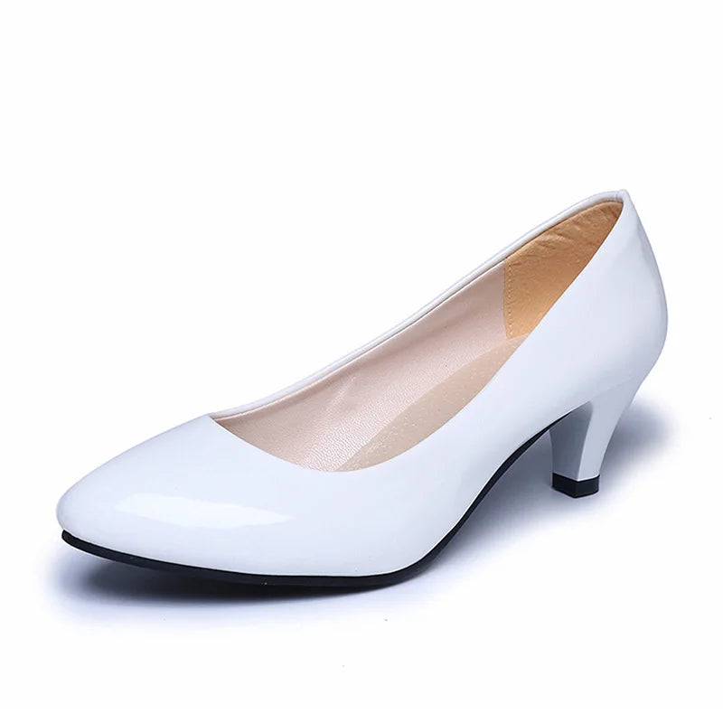 Pointed Toe Medium High Heel Fashion Pumps – Black White Red