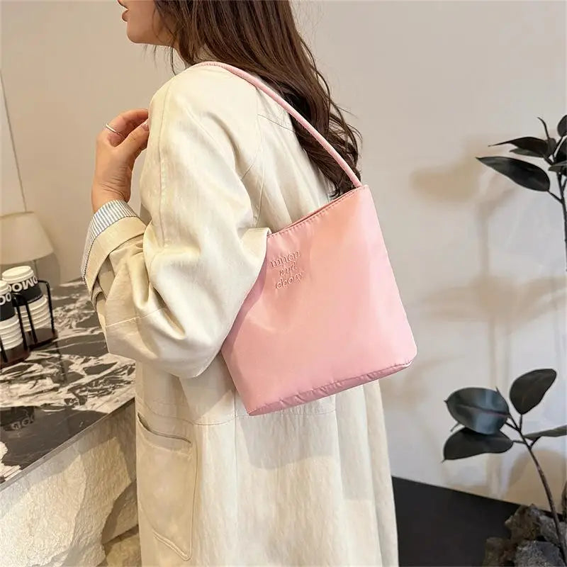 Waterproof Embroidered Letter Tote Bag – Large Capacity
