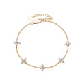 Crystal Four-Leaf Clover Gold Stainless Steel Bangle