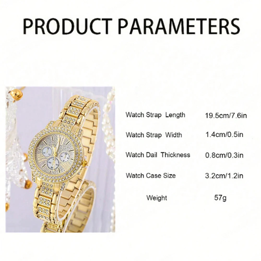 Women's Quartz Watch & Rhinestone Jewelry Set