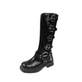Knee-High Platform Gothic Motorcycle Boots