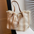 Tassel & Letter Embroidery Large Beach Tote Bag