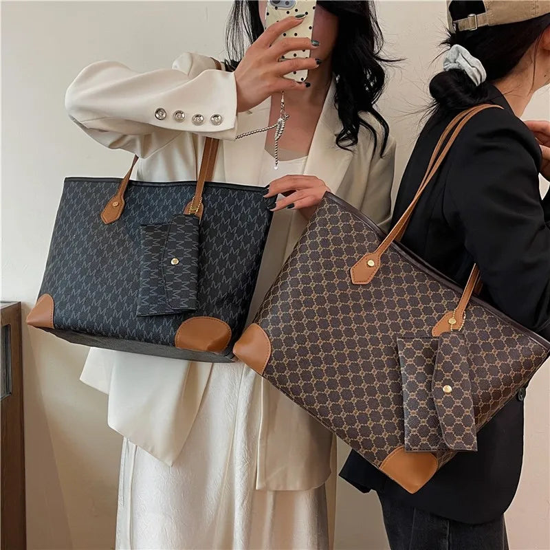 Retro PU Leather Letter Shoulder Commuter Handbag