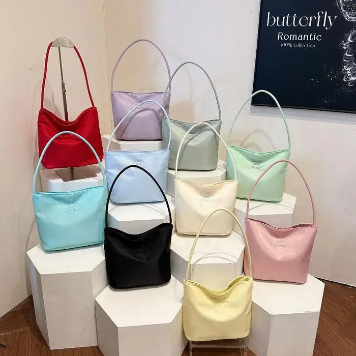 Waterproof Embroidered Letter Underarm Tote Bag