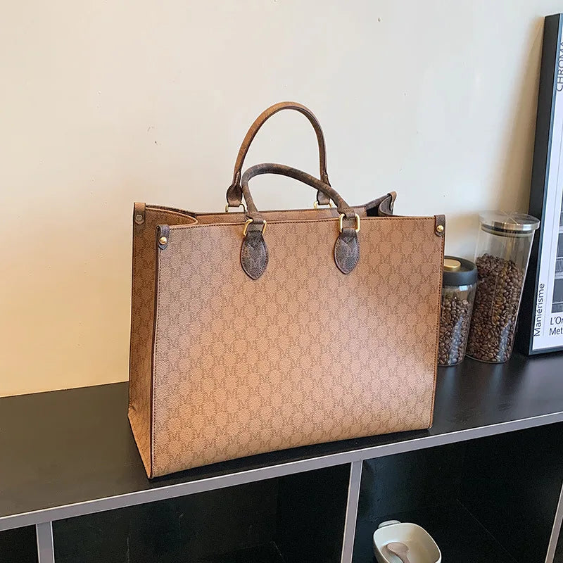 Retro PU Leather Letter Shoulder Commuter Handbag
