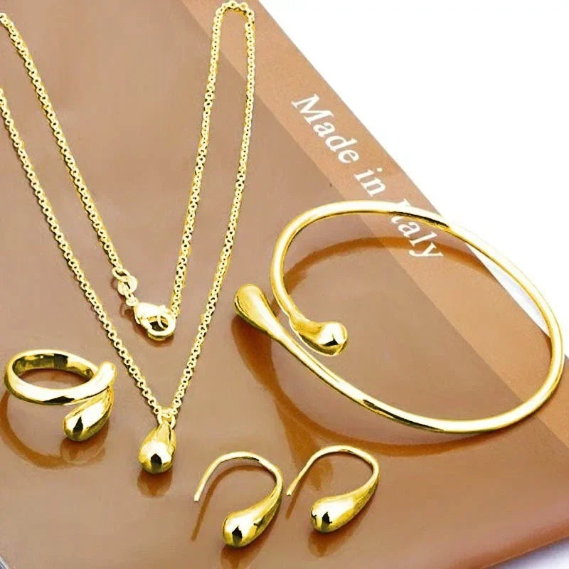 Teardrop Ring Necklace Bracelet & Earring Jewelry Set
