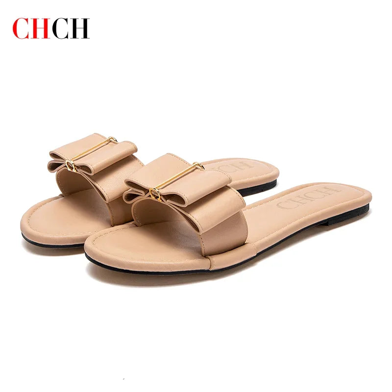 Women's Bow Flat Casual Slippers – Black