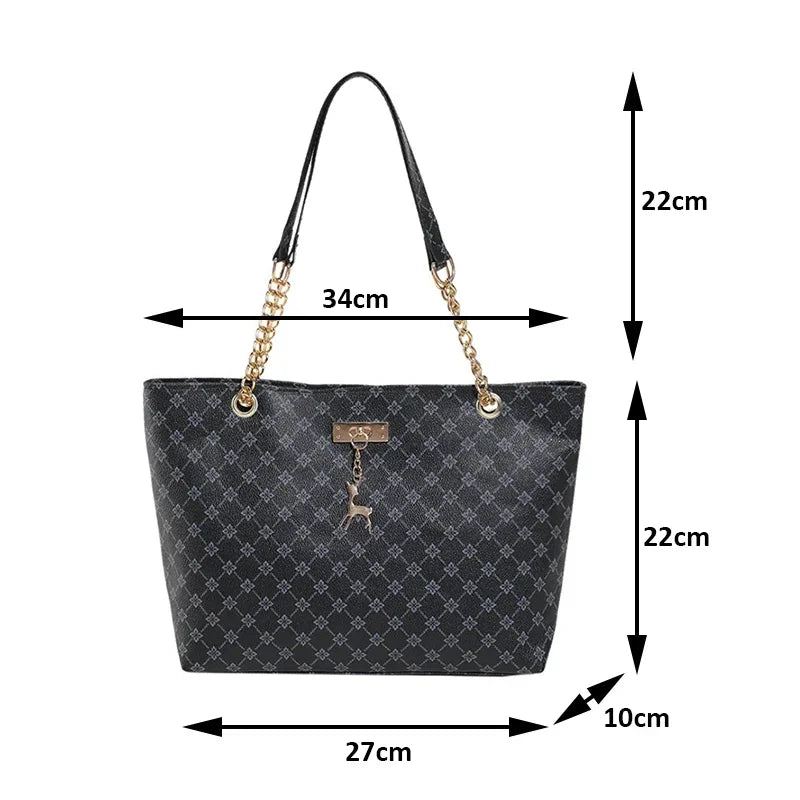 Printed Large Capacity Fashion Shopping Bag with Pendant